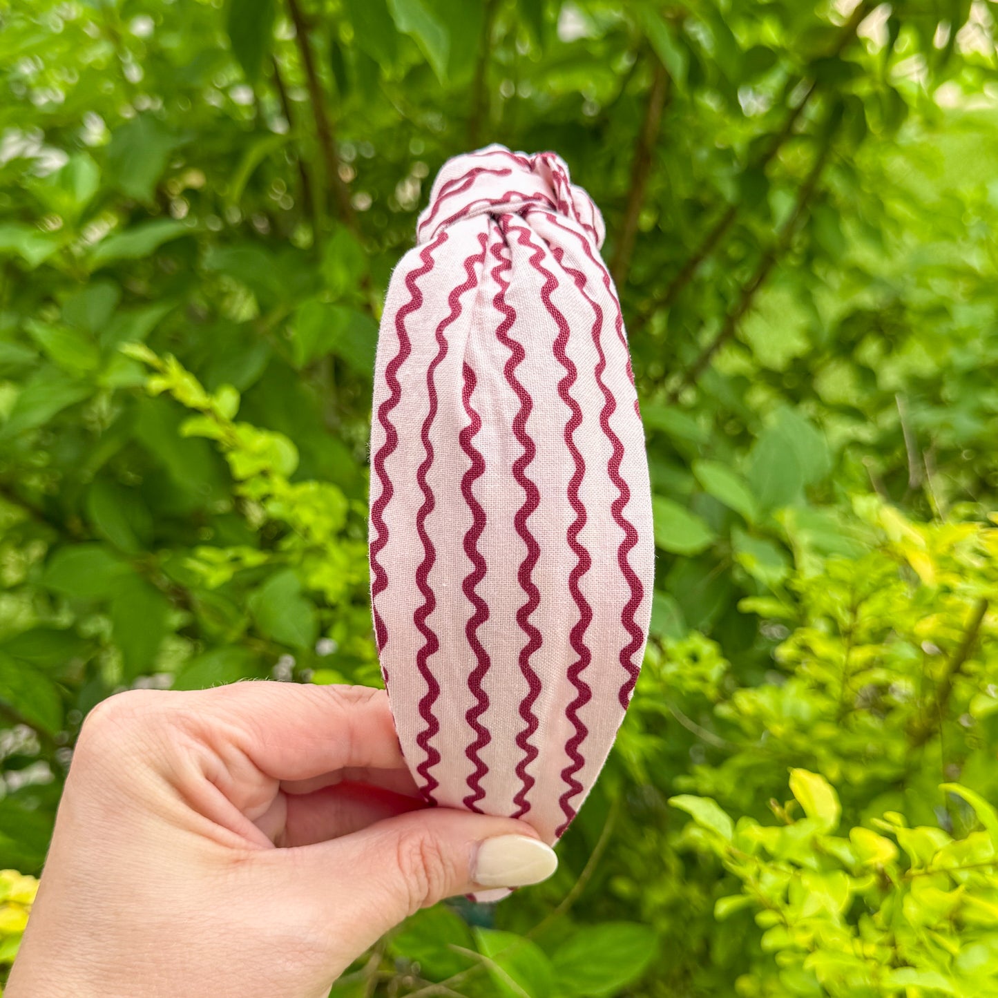 Pink & Burgundy Wavy Stripe Headband