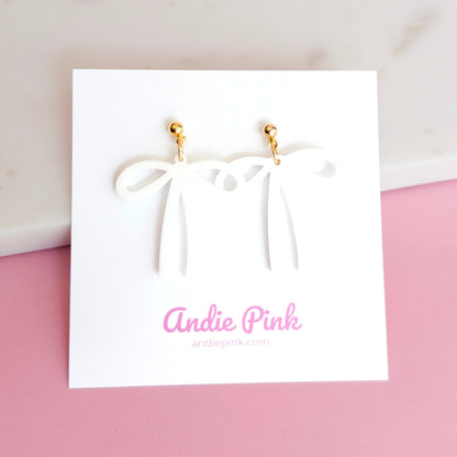 White Bow Earrings