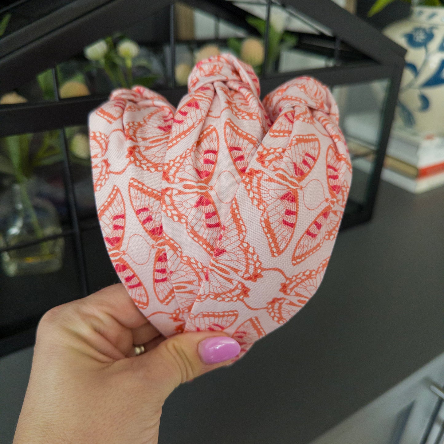 Orange and White Butterfly Headband