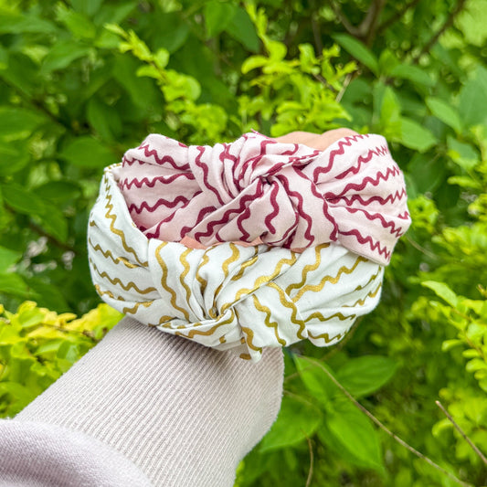 Pink & Burgundy Wavy Stripe Headband
