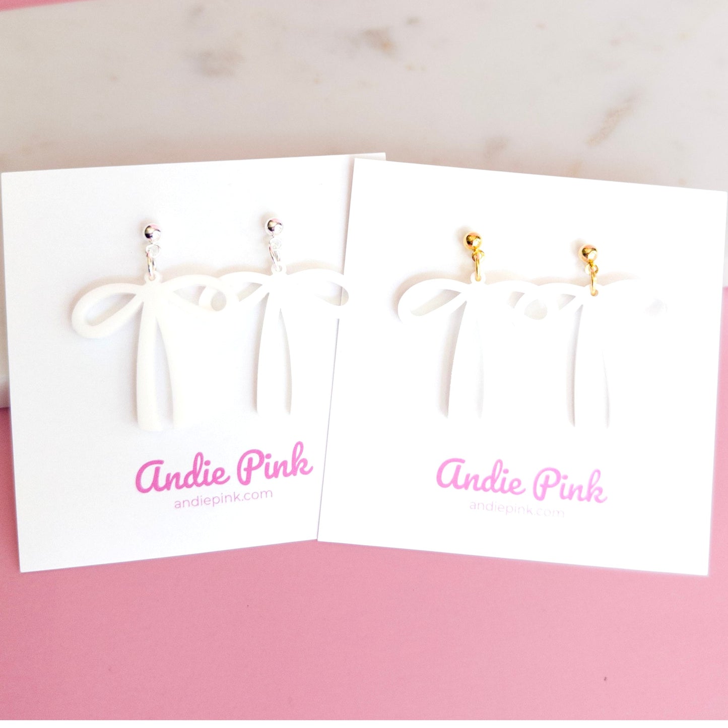 White Bow Earrings