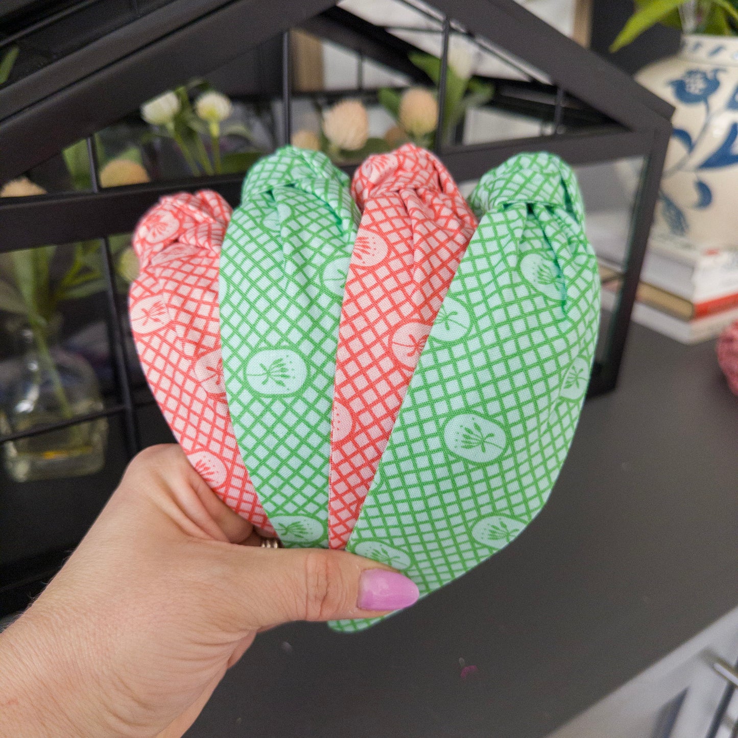 Lattice Design Headband - Orange or Green
