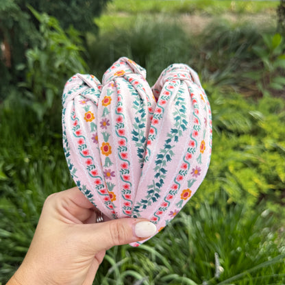 Light Pink Floral Stripe Headband