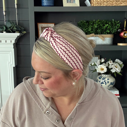 Pink & Burgundy Wavy Stripe Headband
