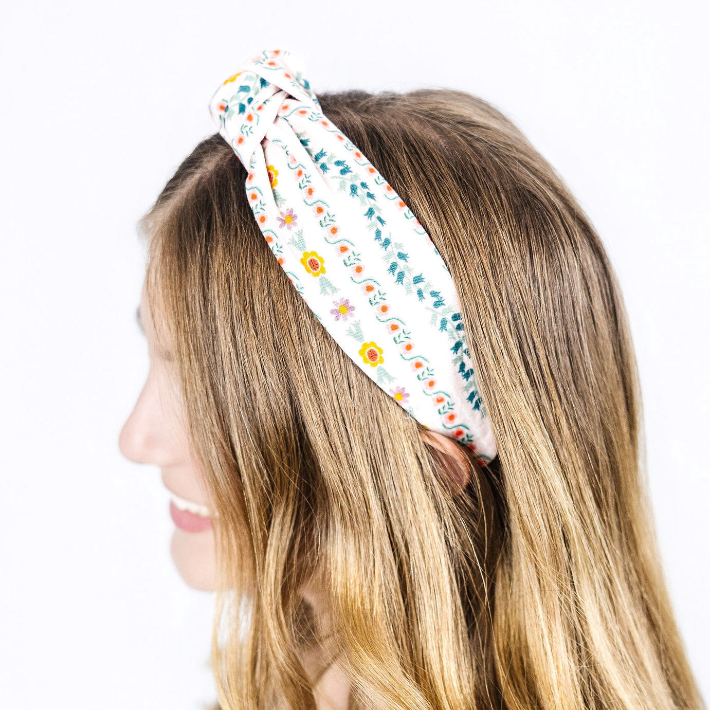 Light Pink Floral Stripe Headband