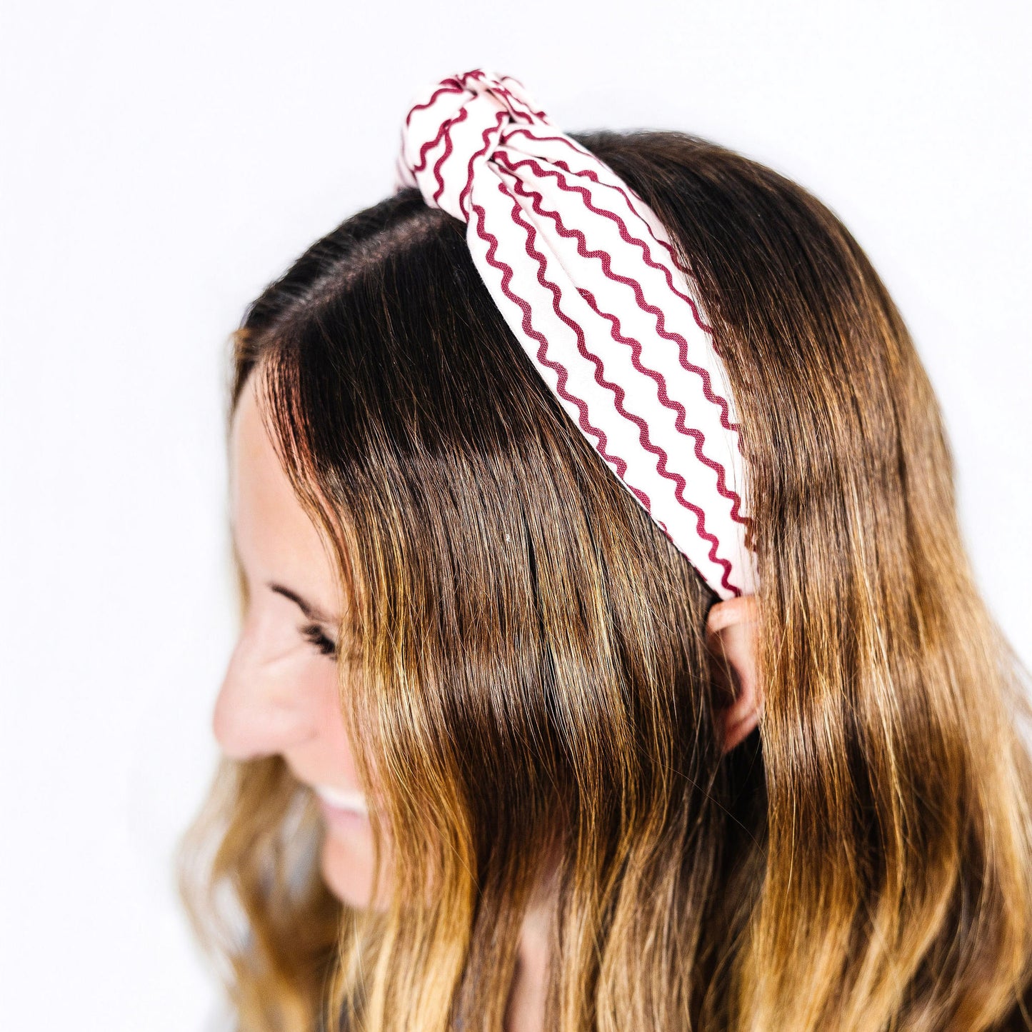 Pink & Burgundy Wavy Stripe Headband