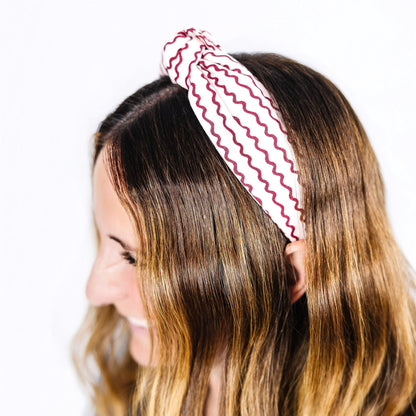 Pink & Burgundy Wavy Stripe Headband
