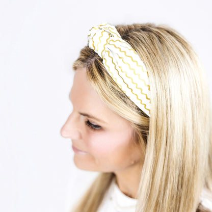 Cream and Gold Wavy Lines Headband