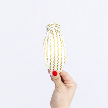 Cream and Gold Wavy Lines Headband