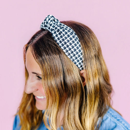 Black & White Houndstooth Headband