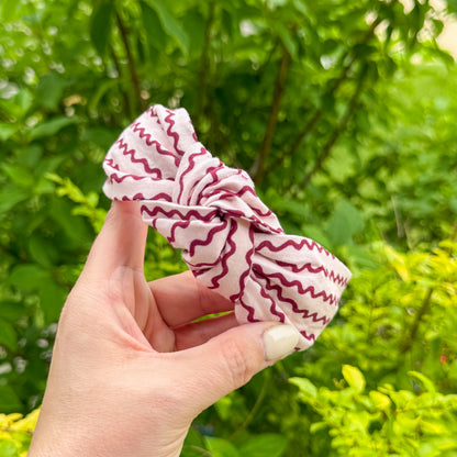 Pink & Burgundy Wavy Stripe Headband