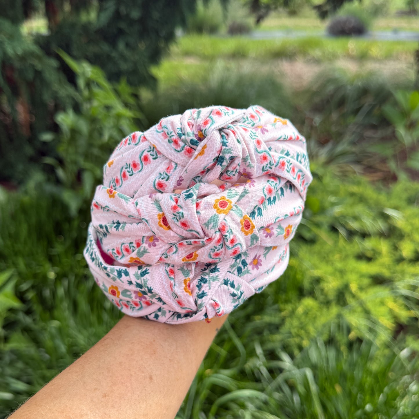 Light Pink Floral Stripe Headband
