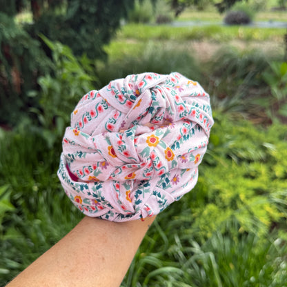 Light Pink Floral Stripe Headband