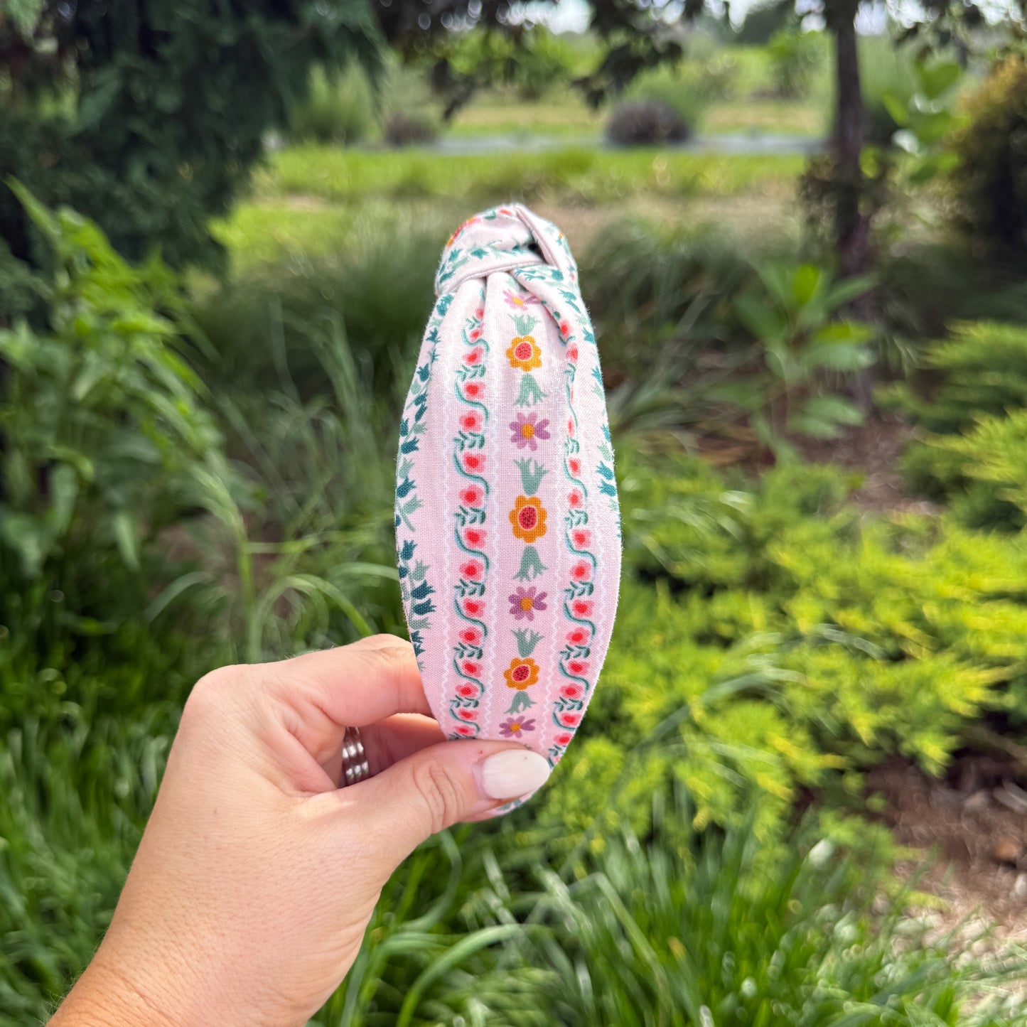 Light Pink Floral Stripe Headband