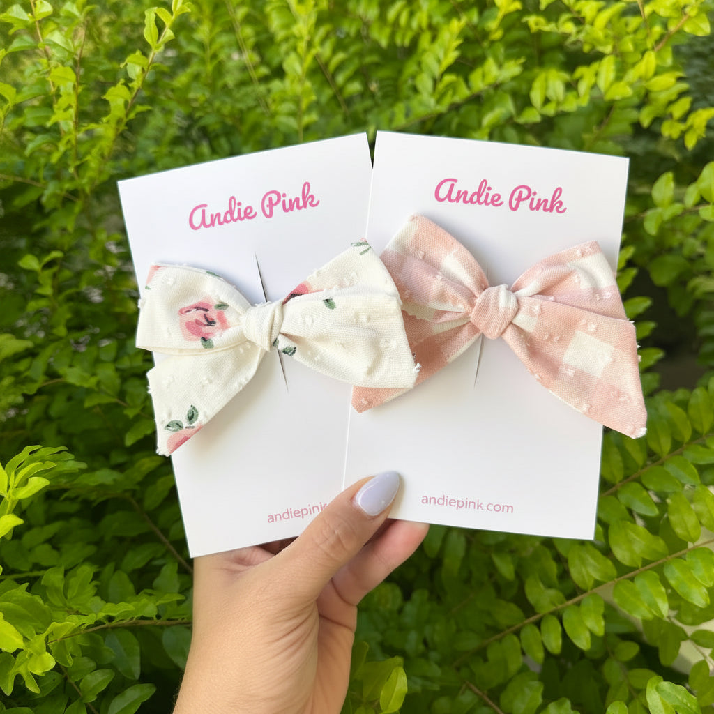 4" Pink & White Bows