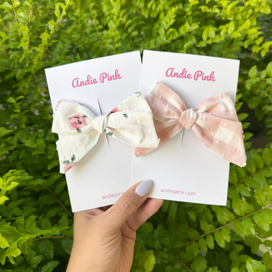 4" Pink & White Bows