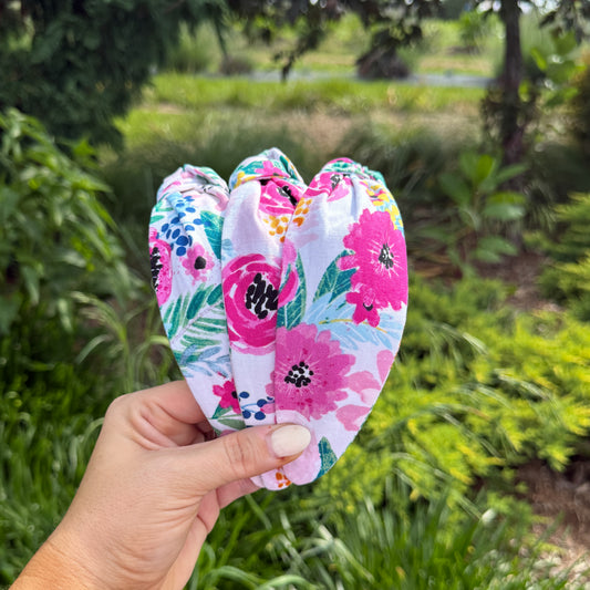 Pink Floral Watercolor Headband