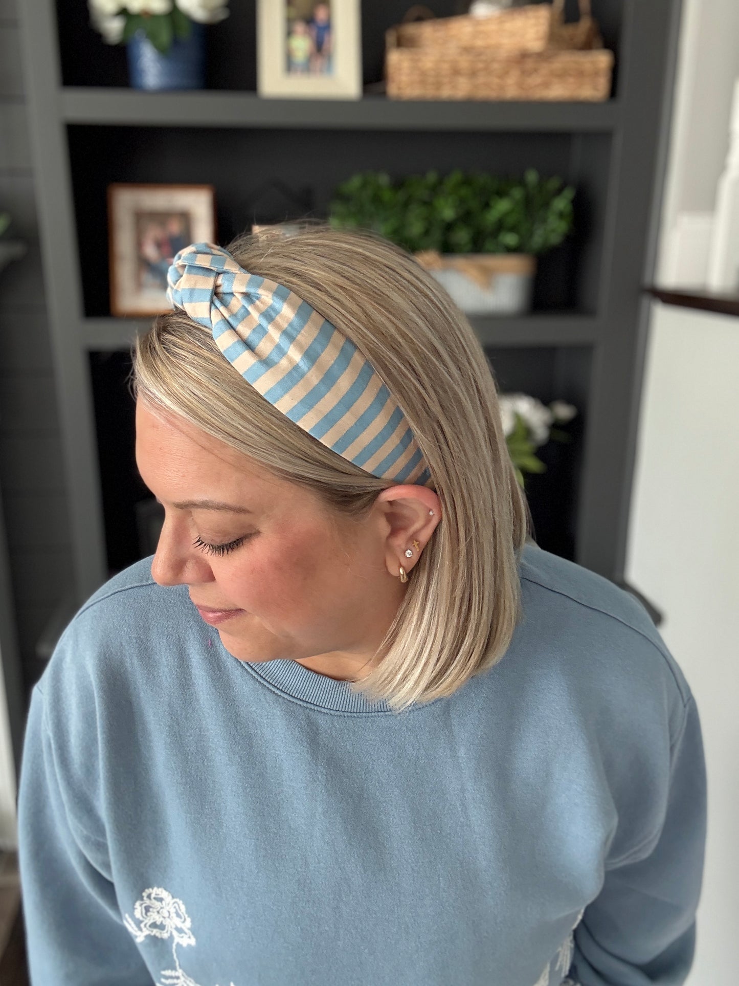 Light Blue Cabana Stripe Headband