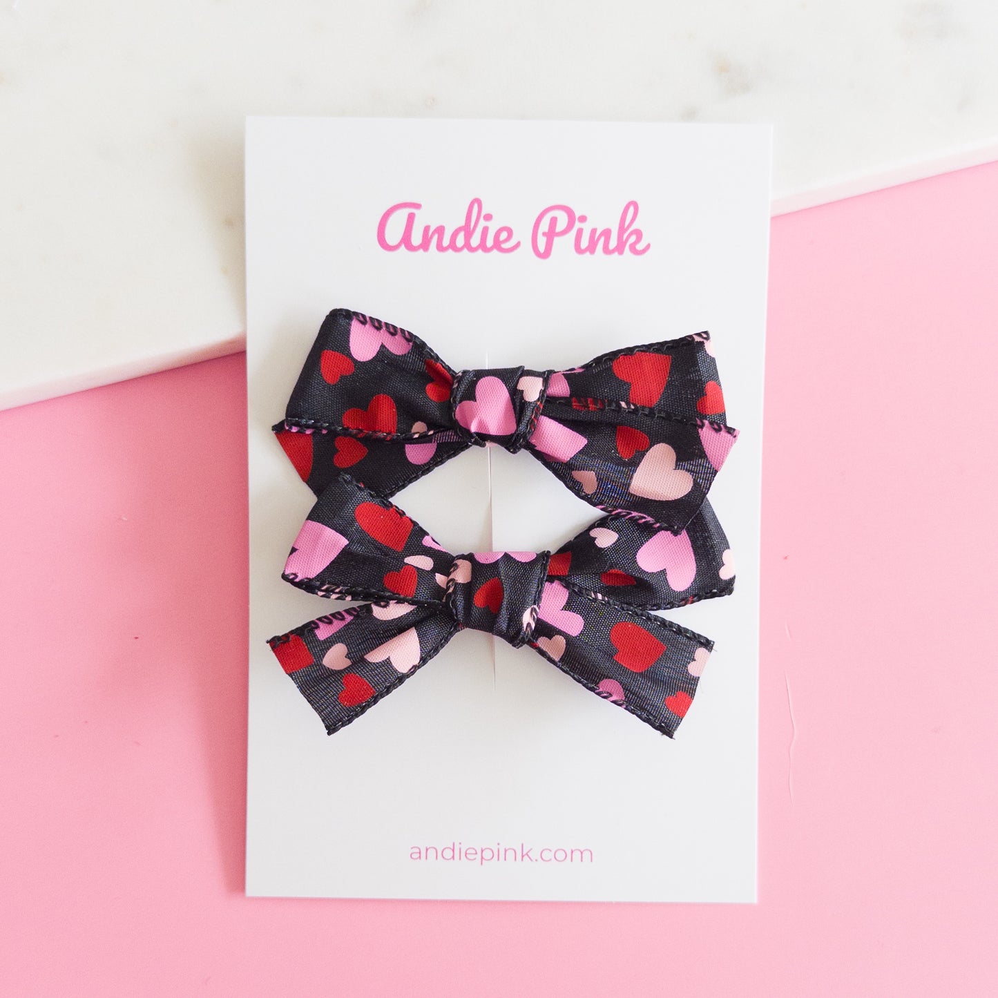 Red & Pink Hearts Piggy Bow Set