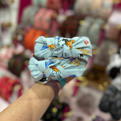 Light Blue Gilmore Girls theme topknot headband handmade