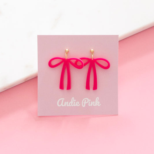 Hot Pink Olivia Bow Earrings