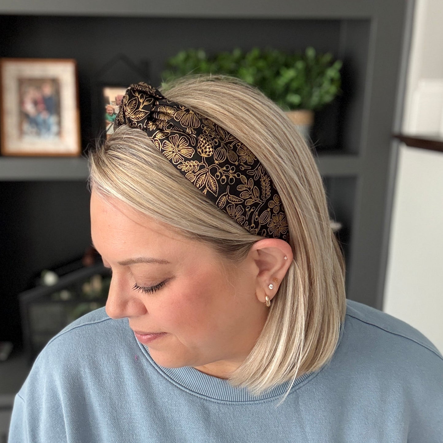 Black & Gold Floral Headband made with Rifle Paper Co. fabric