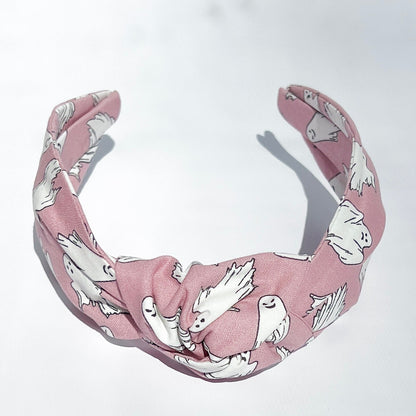 Glow-in-the-Dark Pink Ghost Topknot Headband | Halloween Headband