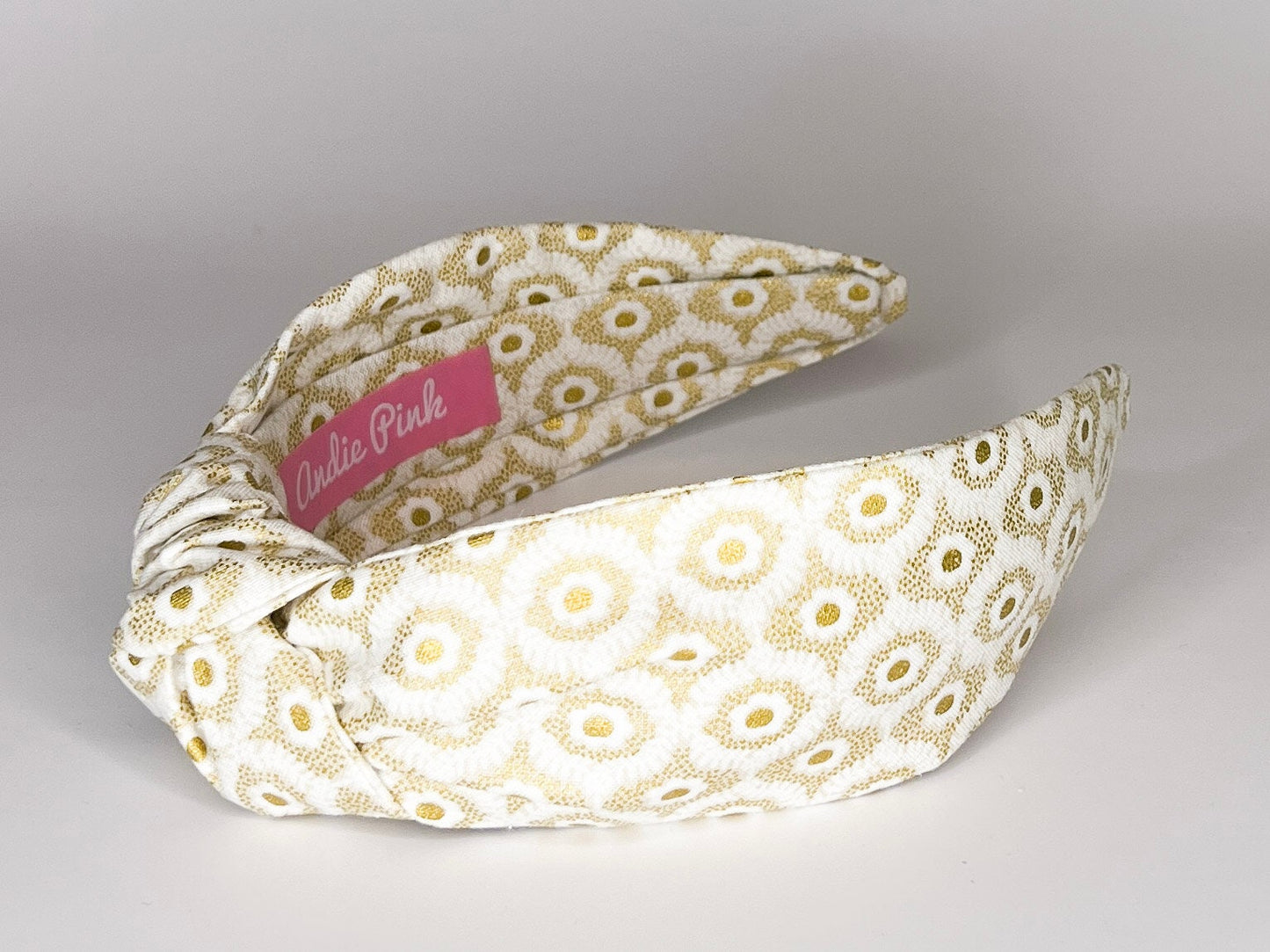 White & Gold Topknot Headband made from Rifle Paper Co. Fabric