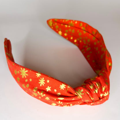 Starry Night Red and Gold Headband made with Rifle Paper Co. fabric