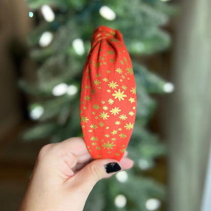 Starry Night Red and Gold Headband made with Rifle Paper Co. fabric