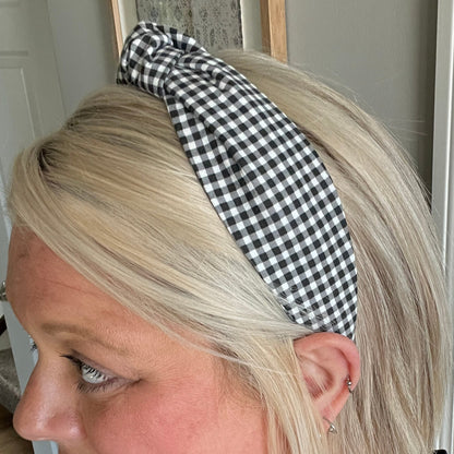 Black and White Gingham Headband