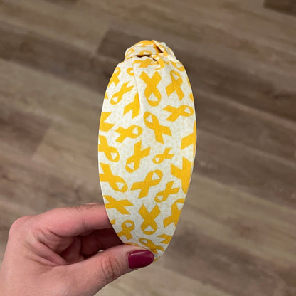 Childhood Cancer Awareness Yellow Ribbon Topknot Headband