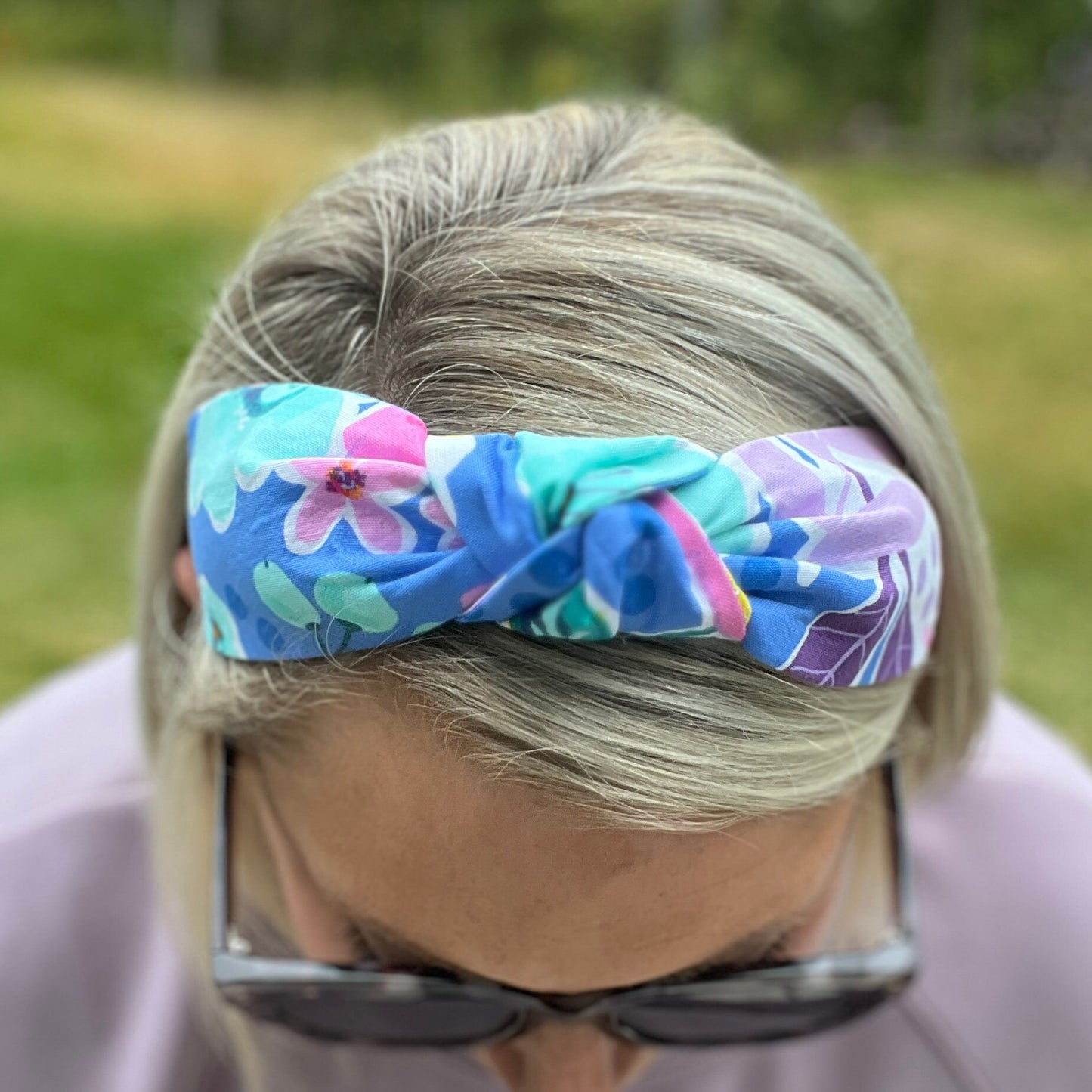 Pink & Blue Bright Floral Handmade Headband