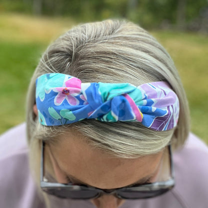 Pink & Blue Bright Floral Handmade Headband