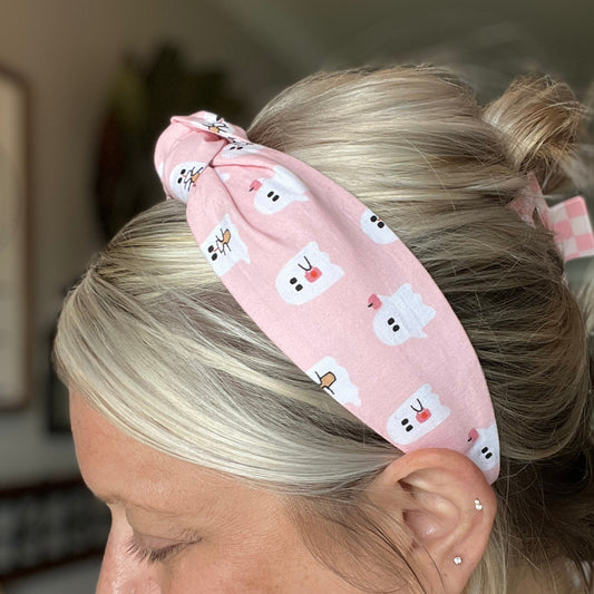 Pink Halloween Headband with Ghosts