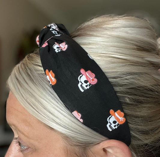 Black Halloween Headband with Skeletons