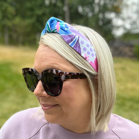 Pink & Blue Bright Floral Handmade Headband