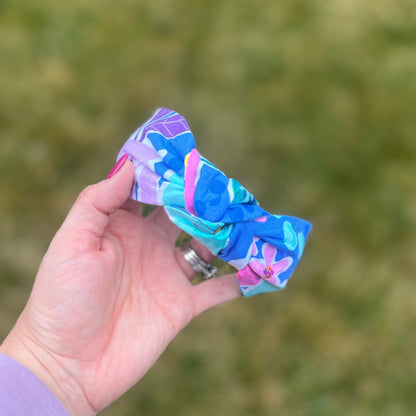 Pink & Blue Bright Floral Handmade Headband