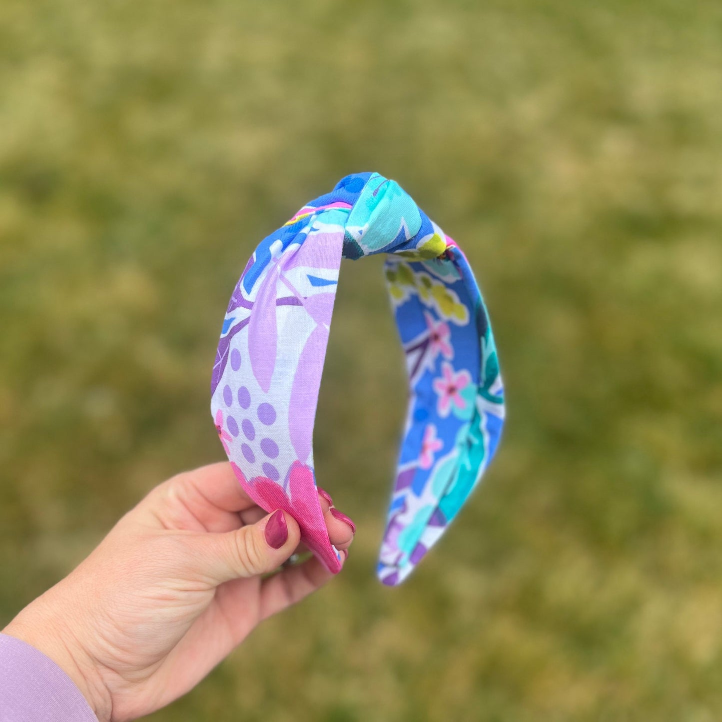 Pink & Blue Bright Floral Handmade Headband