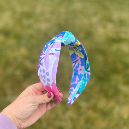 Pink & Blue Bright Floral Handmade Headband