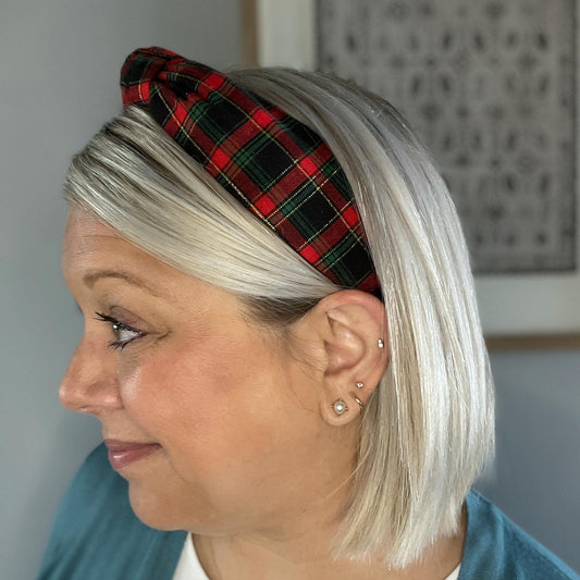 Red and Black Christmas Tartan Plaid Headband