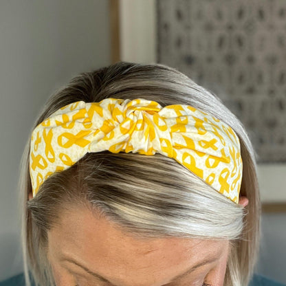 Childhood Cancer Awareness Yellow Ribbon Topknot Headband