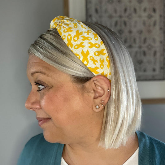 Childhood Cancer Awareness Yellow Ribbon Topknot Headband