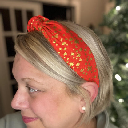 Starry Night Red and Gold Headband made with Rifle Paper Co. fabric