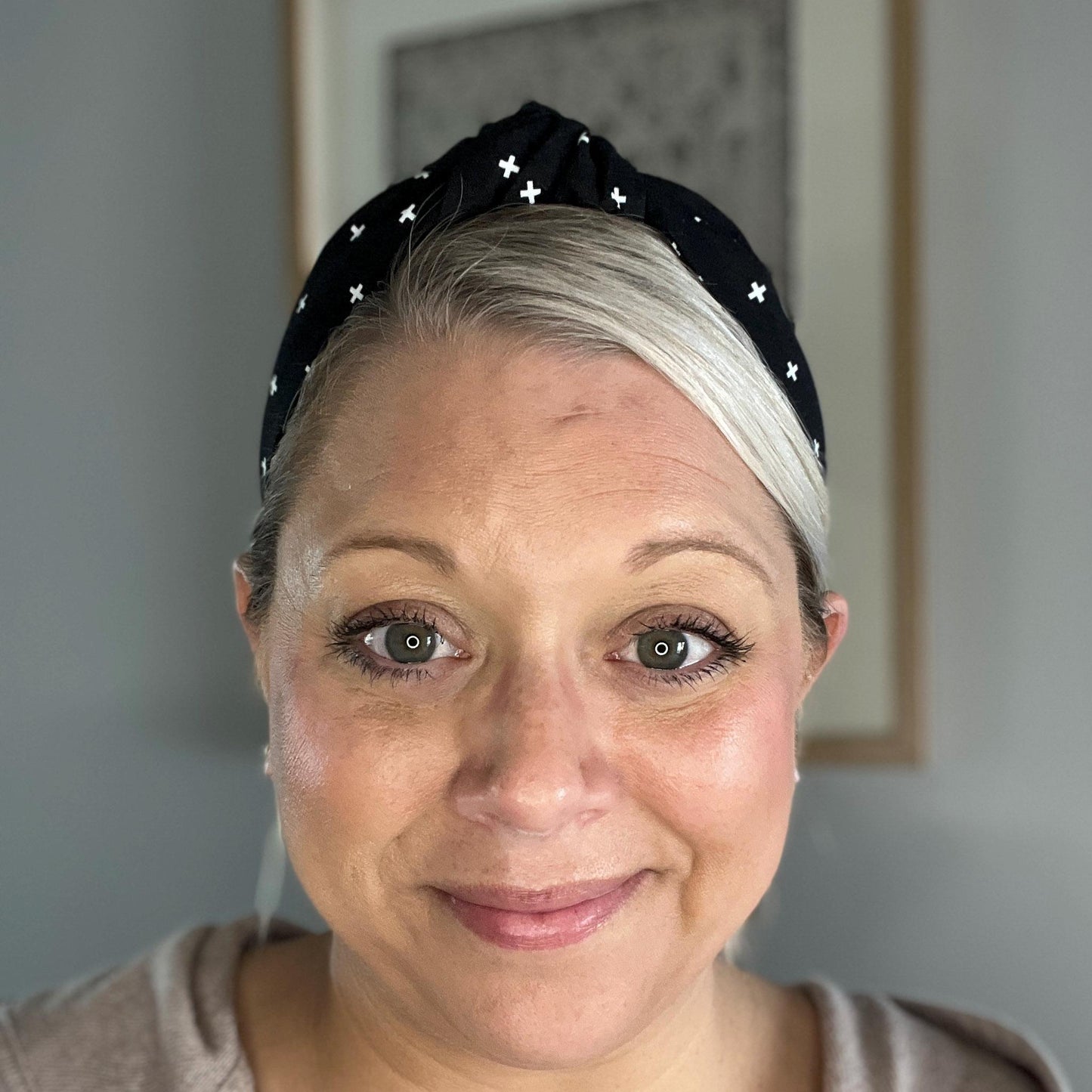 Black Headband with White Cross