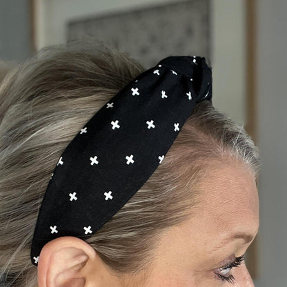 Black Headband with White Cross