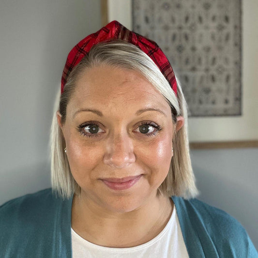 Red, Green, and Black Shimmer Plaid Christmas Headband