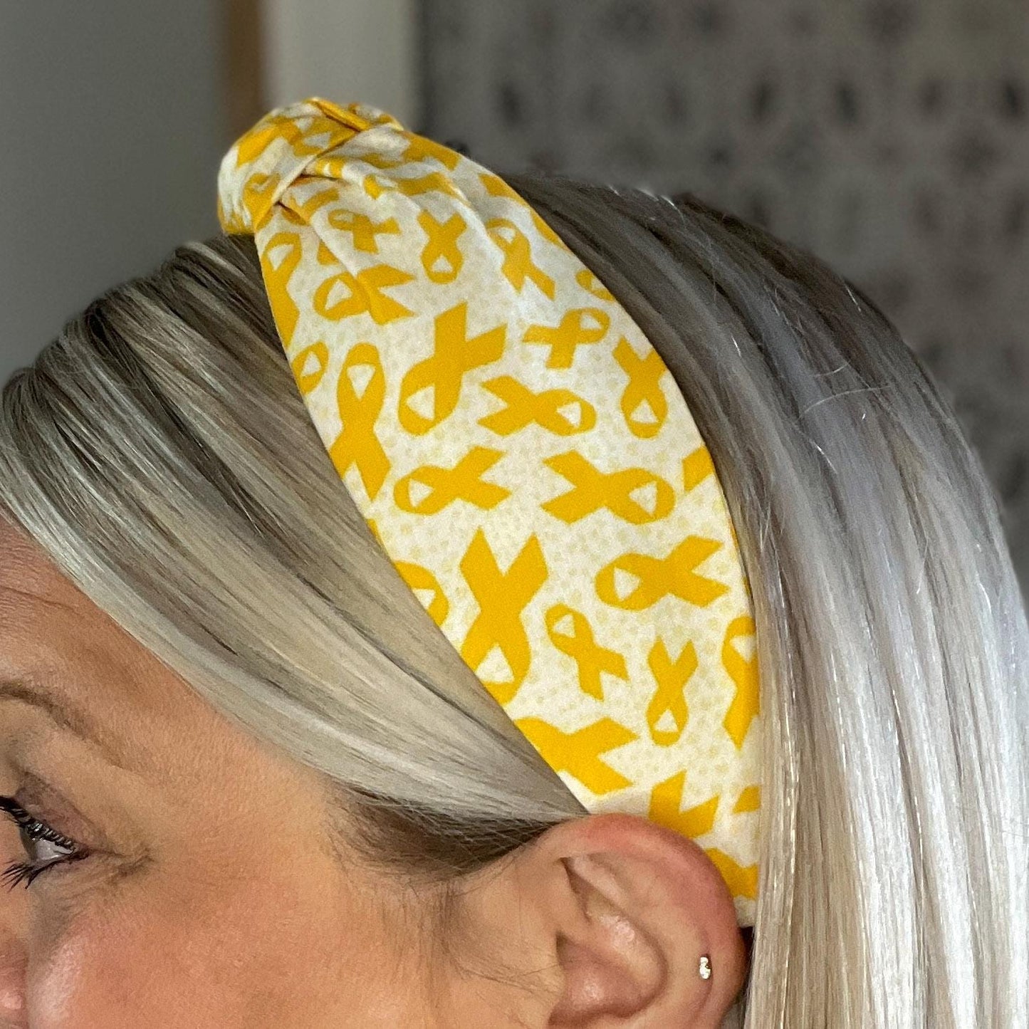 Childhood Cancer Awareness Yellow Ribbon Topknot Headband