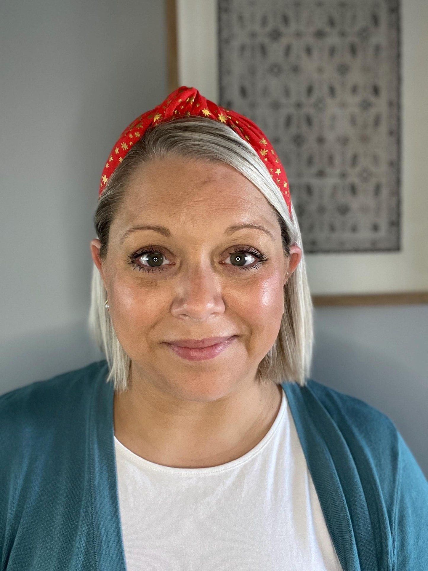 Starry Night Red and Gold Headband made with Rifle Paper Co. fabric