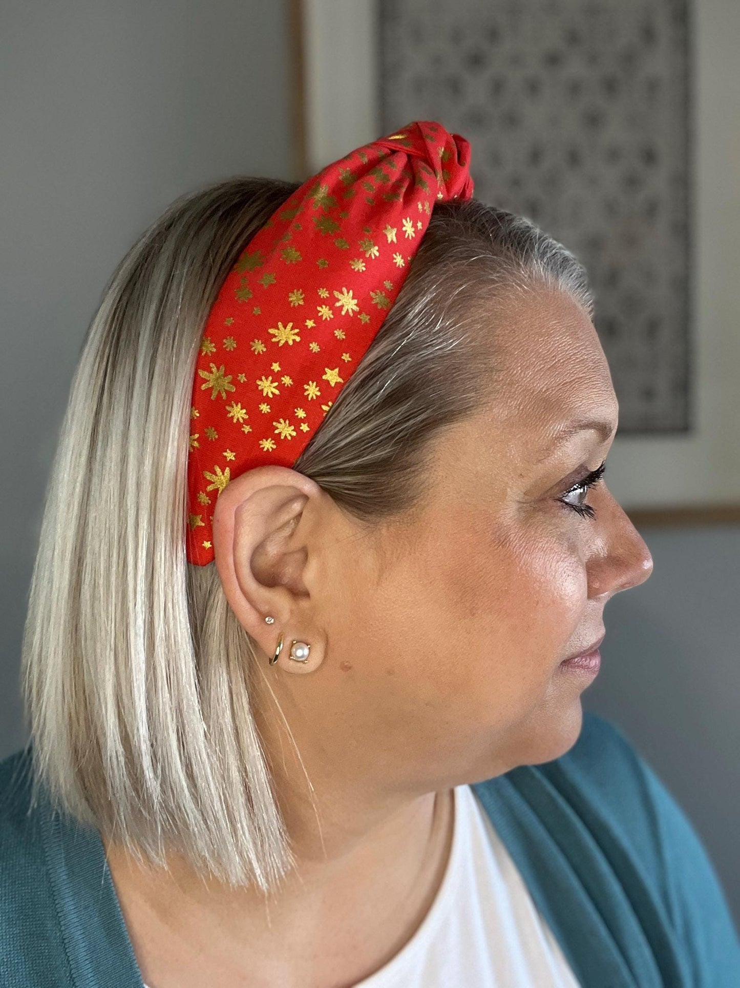 Starry Night Red and Gold Headband made with Rifle Paper Co. fabric